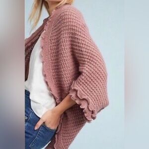 Anthropologie Moth Dusty Rose Knit open sweater Oversized Med. NWOT